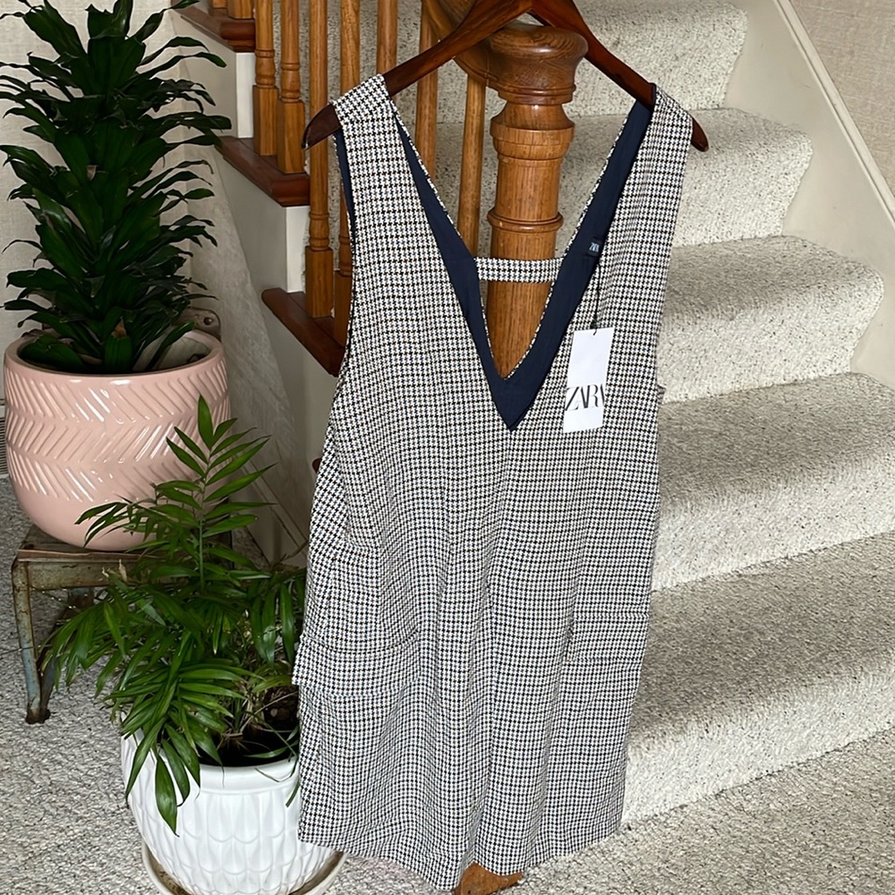 NWT Zara Houndstooth Sleeveless Mini Dress